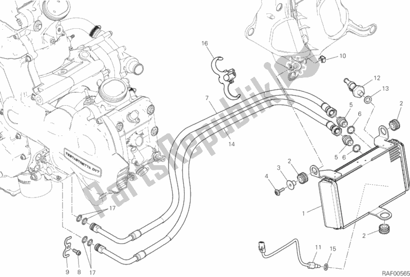 Todas as partes de Radiador De óleo do Ducati Multistrada 1200 ABS USA 2017